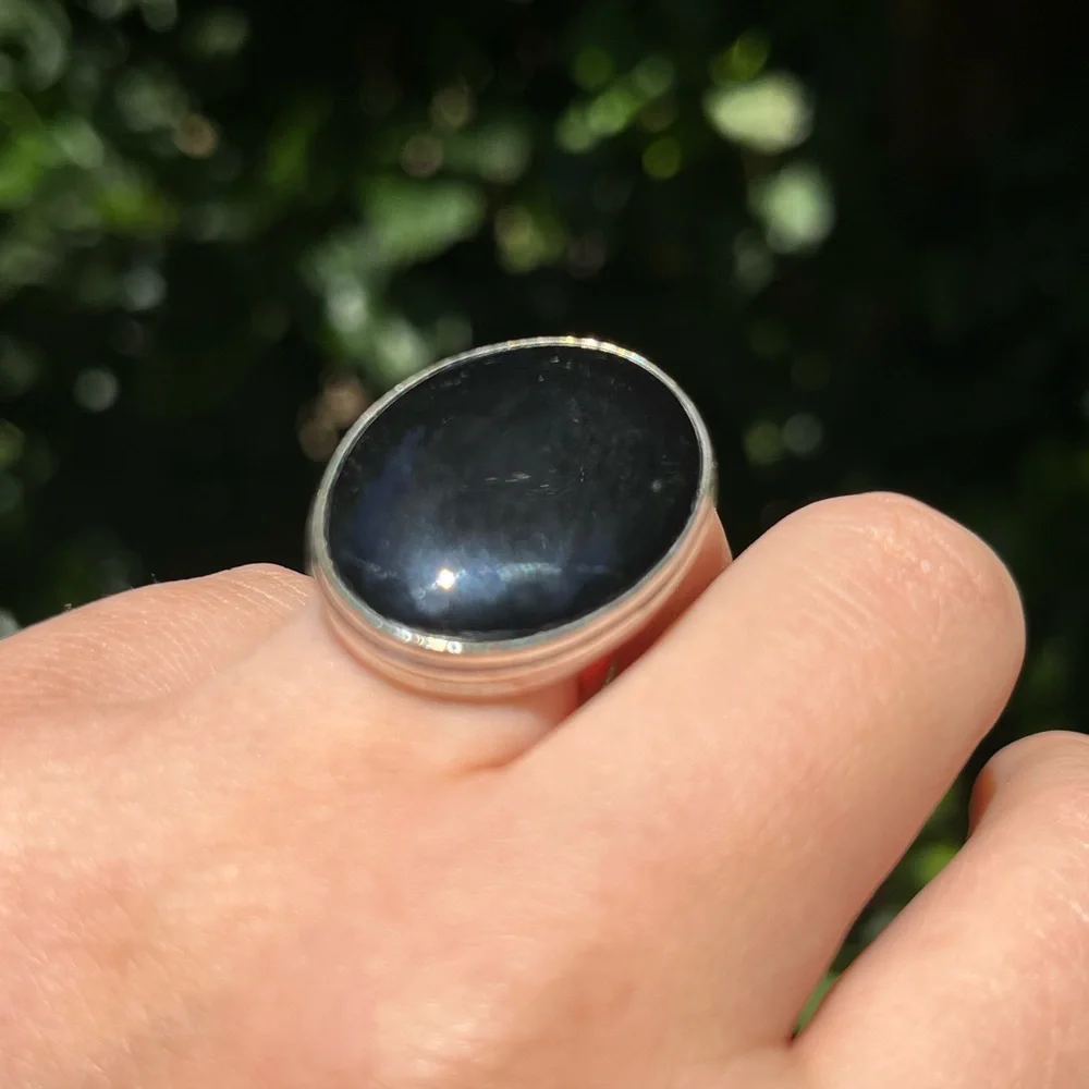 Size 6 925 silver‎ plated black onyx ring
